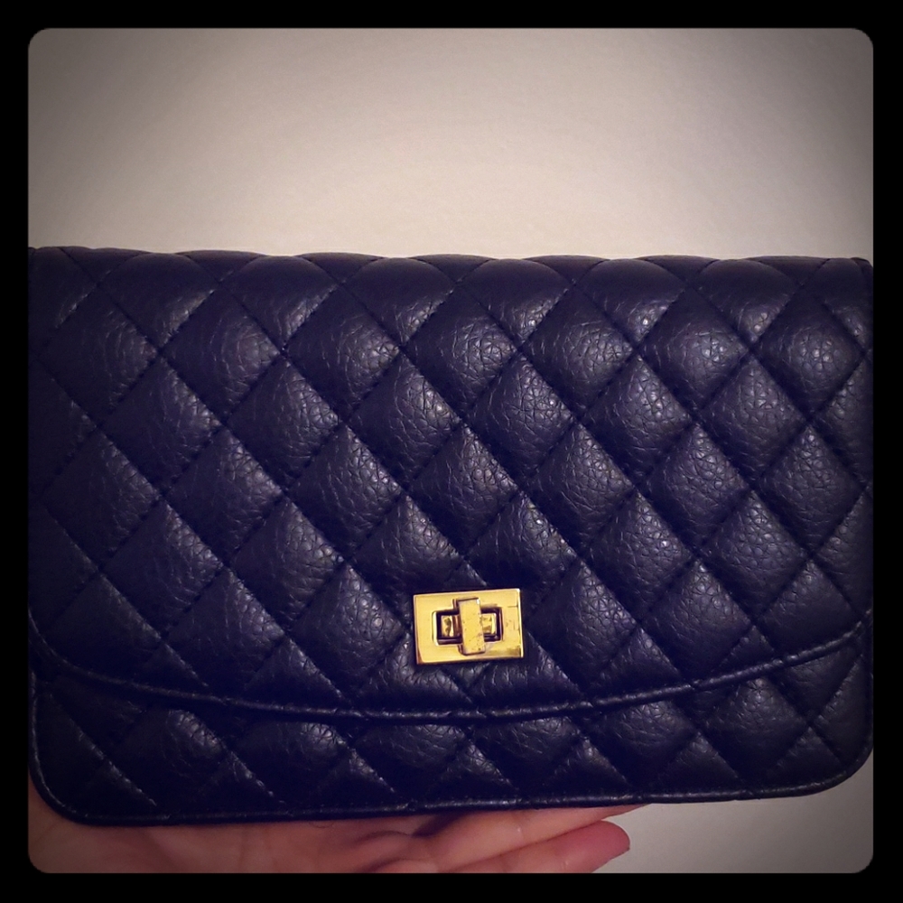 Classic black and gold crossbody/clutch